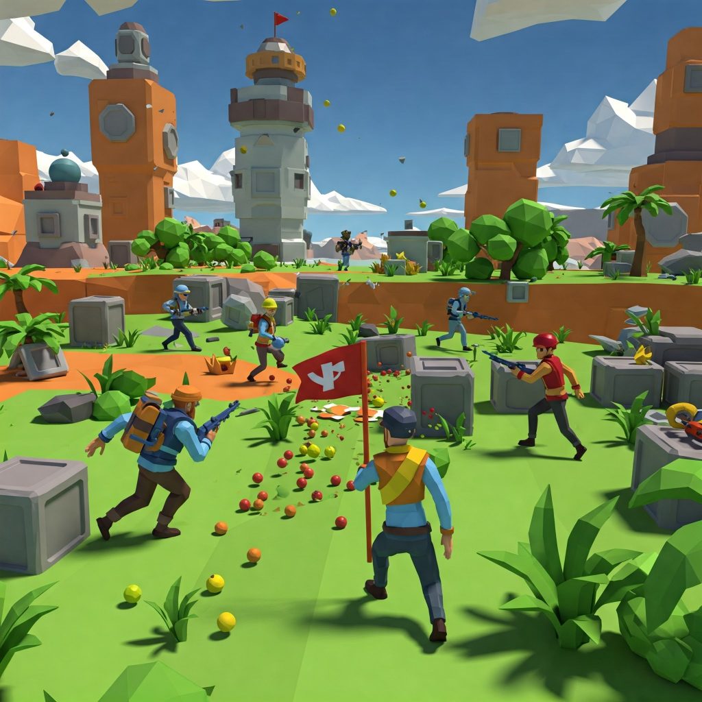 Soldiers fighting on a battlefield.